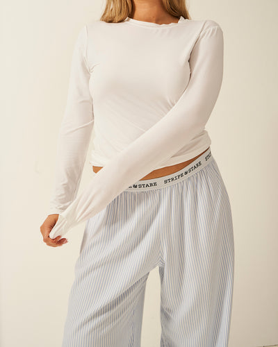 Soft Brushed Woven Pyjama Bottoms - Blue Stripe Stripe & Stare