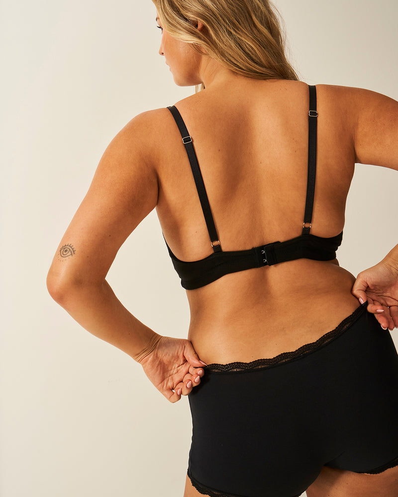 Lace Plunge Bra - Black