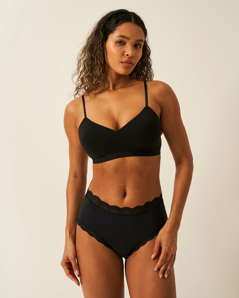 High Rise Knicker - Black Stripe & Stare