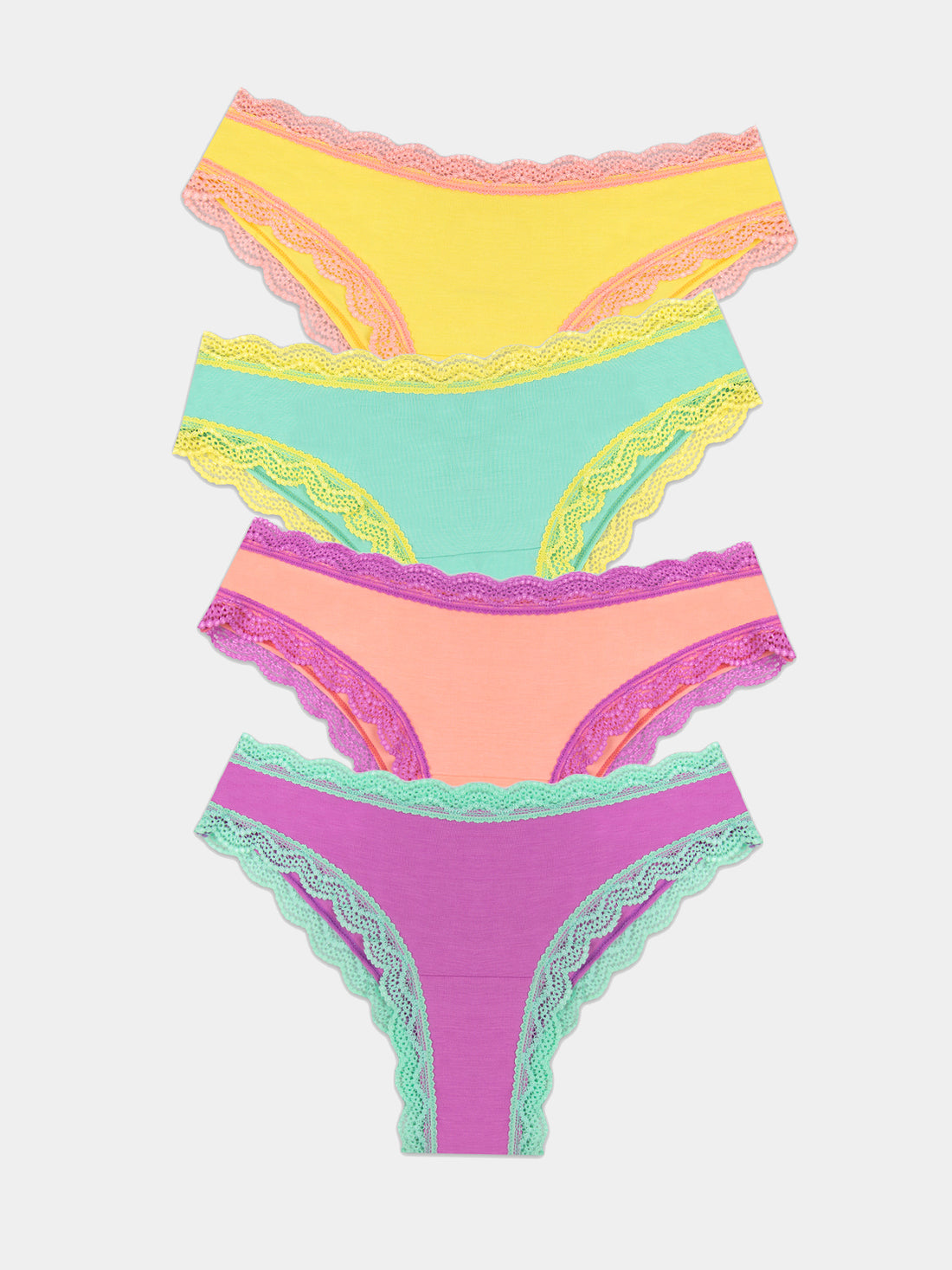 Brazilian Knicker Four Pack - Iridescent Pastel