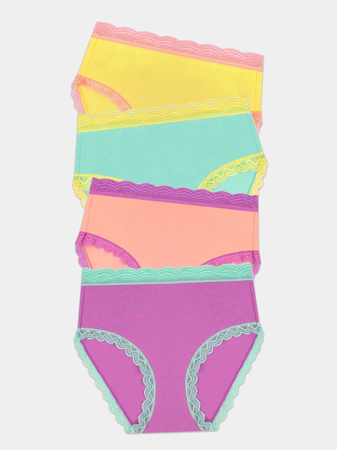 High Rise Knicker Four Pack - Iridescent Pastel