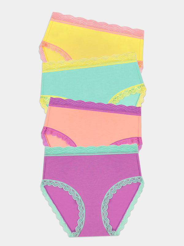 High Rise Knicker Four Pack - Iridescent Pastel