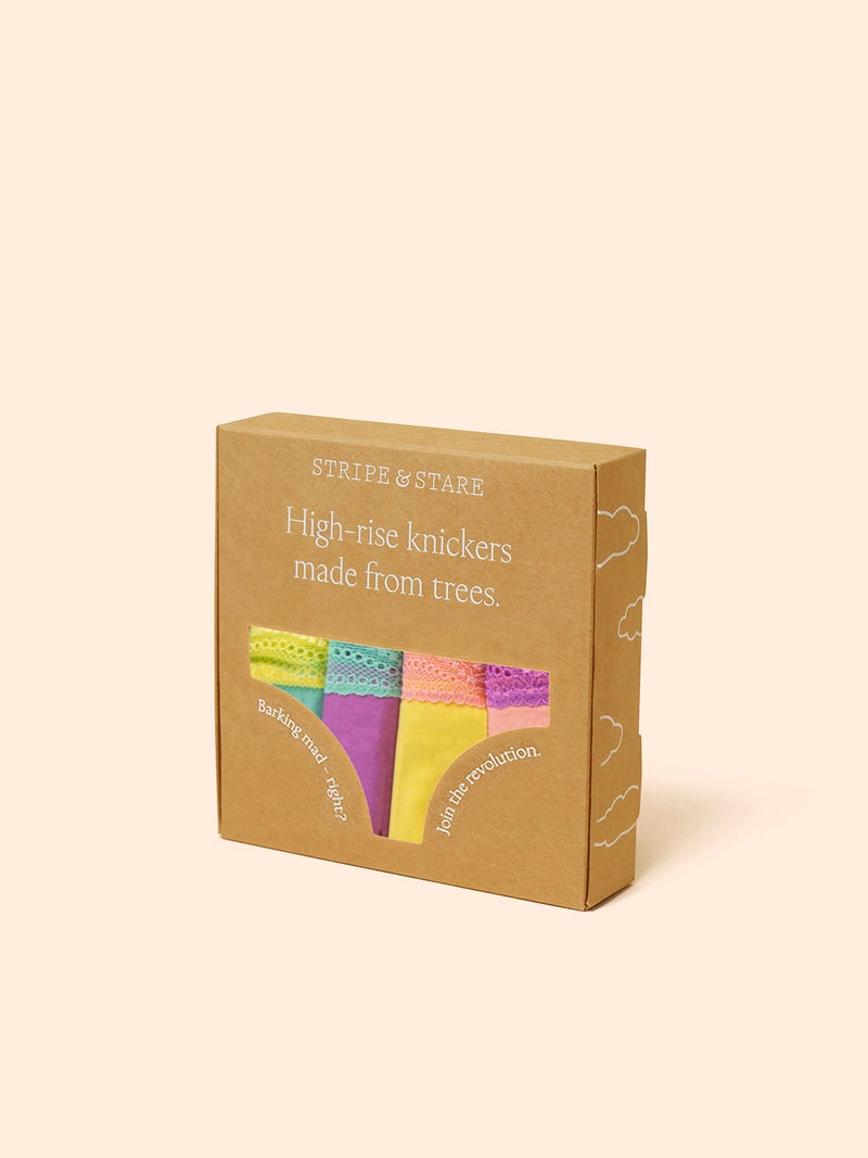 High Rise Knicker Four Pack - Iridescent Pastel
