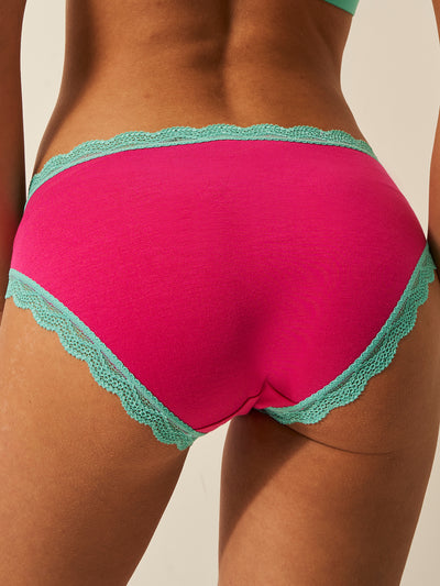 The Original Knicker - Raspberry and Neon Mint Stripe & Stare