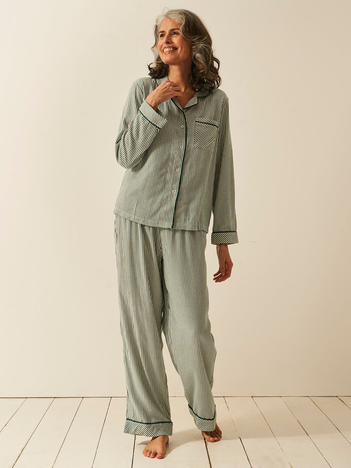 Soft Brushed Woven Pyjama Bottoms - Alpine Stripe