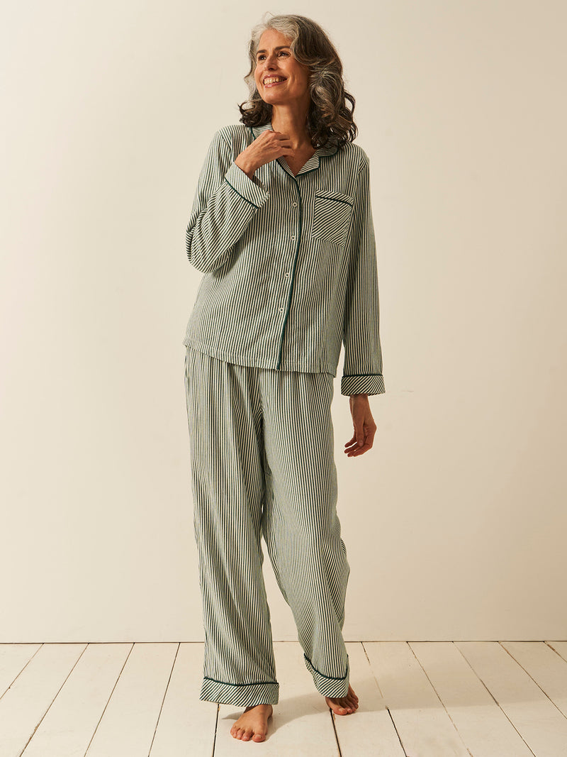 Soft Brushed Woven Pyjama Bottoms - Alpine Stripe