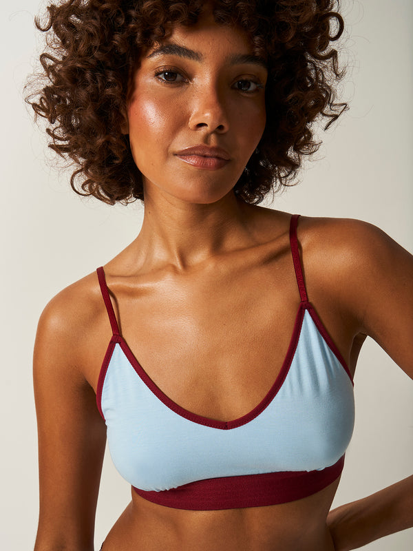 T-Shirt Bra - Aruba Blue and Rouge Stripe & Stare