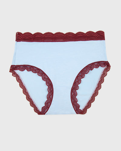 High Rise Knicker - Aruba Blue and Rouge Stripe & Stare