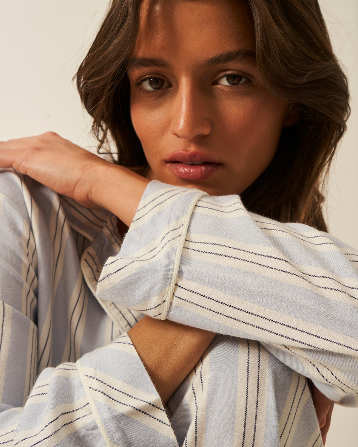 Soft Brushed Woven Pyjama Top - Barneby Gates Blue Anjos & Lourenco