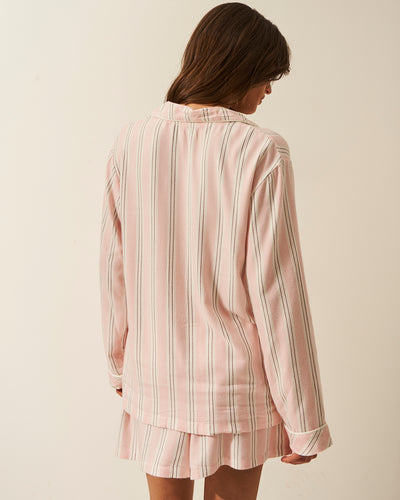 Soft Brushed Woven Pyjama Top - Barneby Gates Pink Stripe & Stare