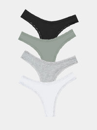 Thong Four Pack - Basics Stripe & Stare