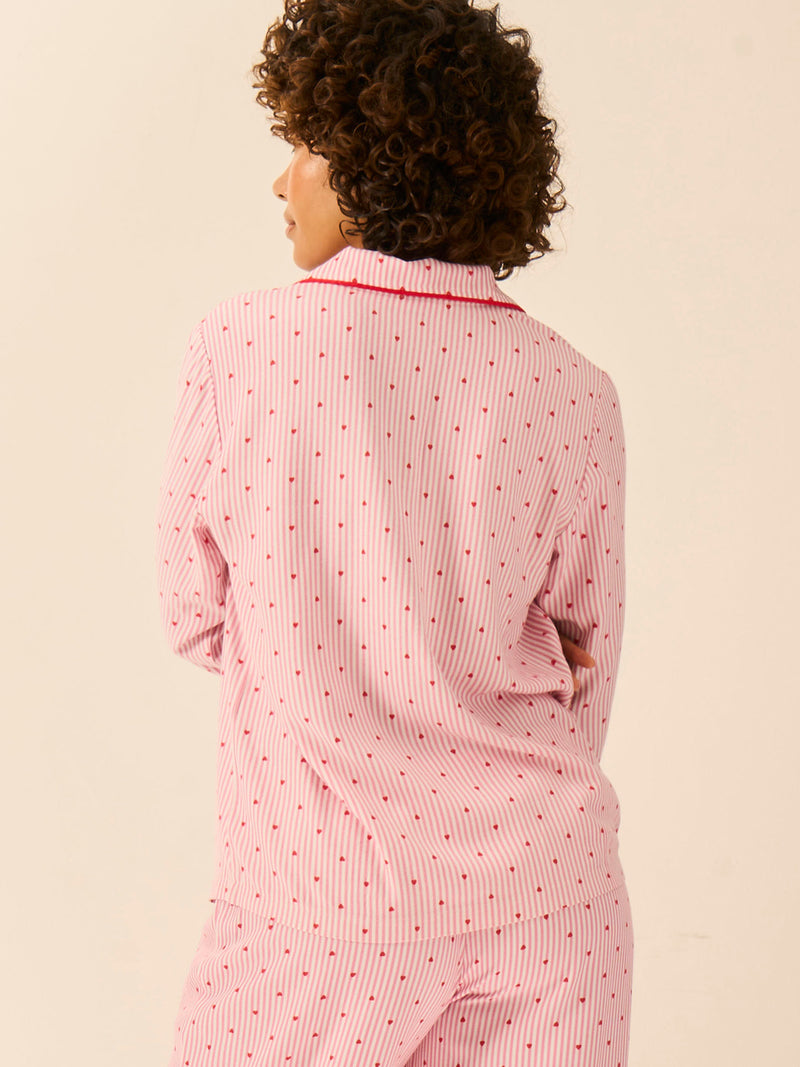 Soft Brushed Woven Pyjama Top - Hearts