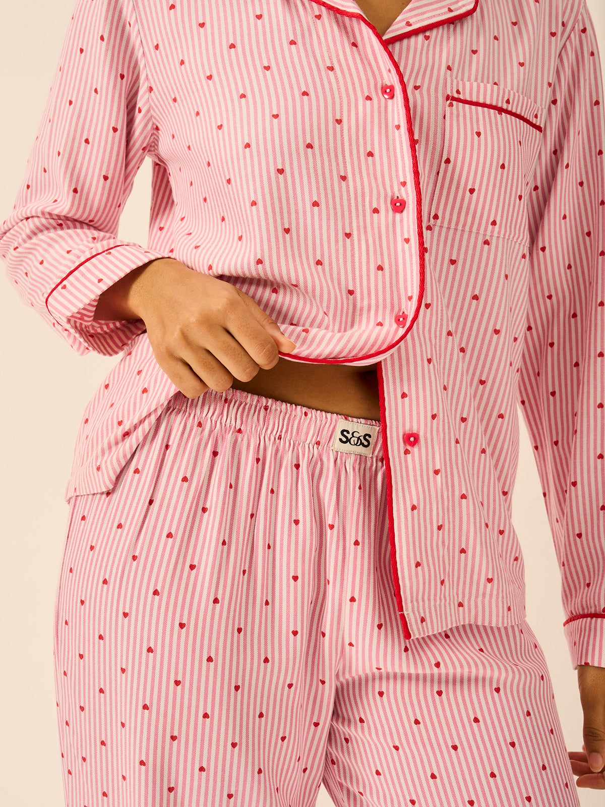 Soft Brushed Woven Pyjama Bottoms - Hearts