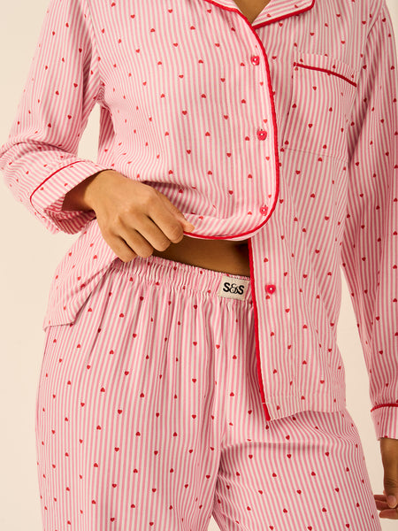 Soft Brushed Woven Pyjama Bottoms - Hearts