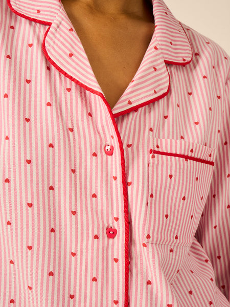 Soft Brushed Woven Pyjama Top - Hearts