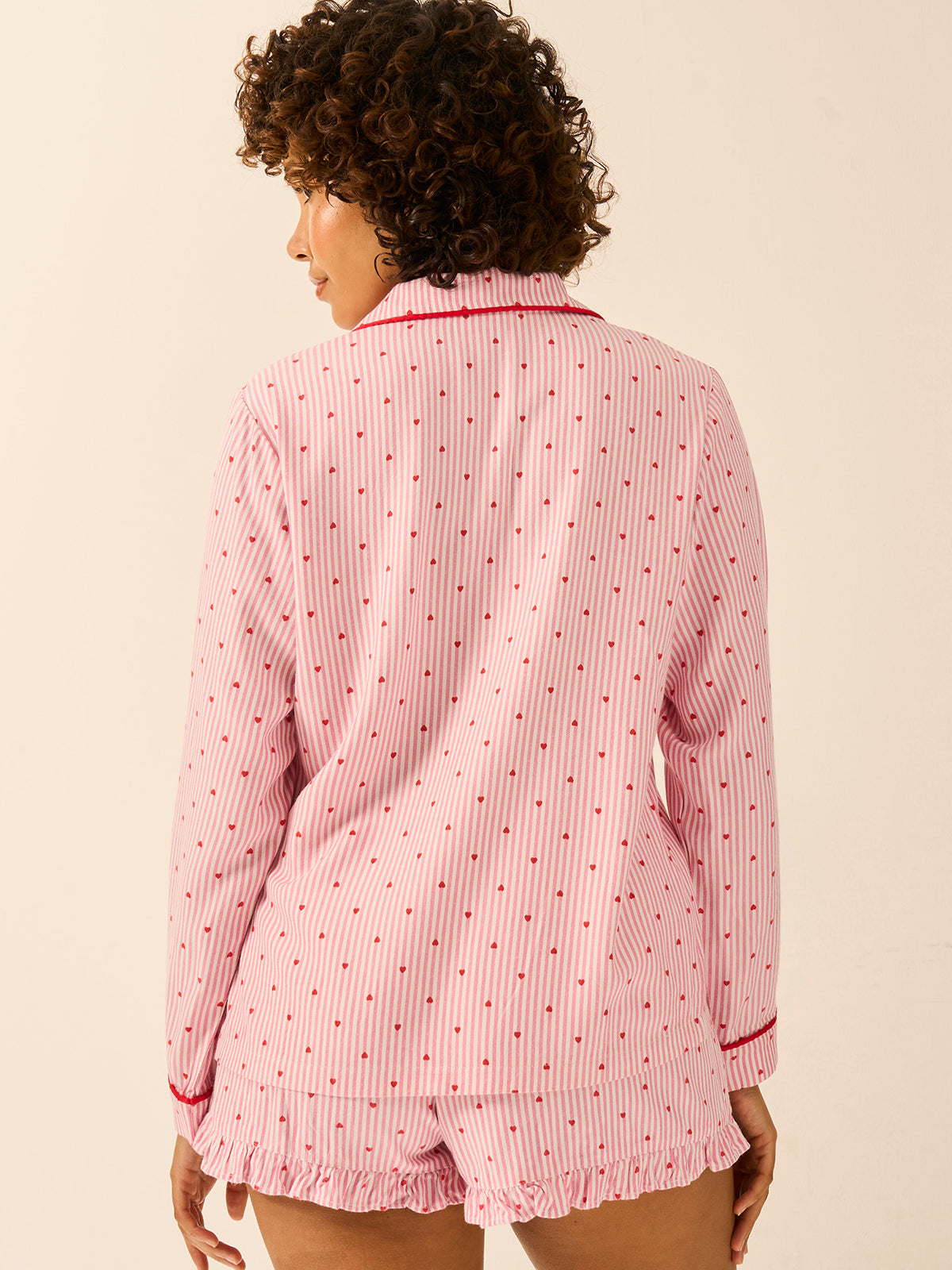 Soft Brushed Woven Frill Pyjama Shorts - Hearts