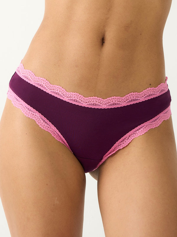 Brazilian Knicker - Black Cherry & Pink Pop