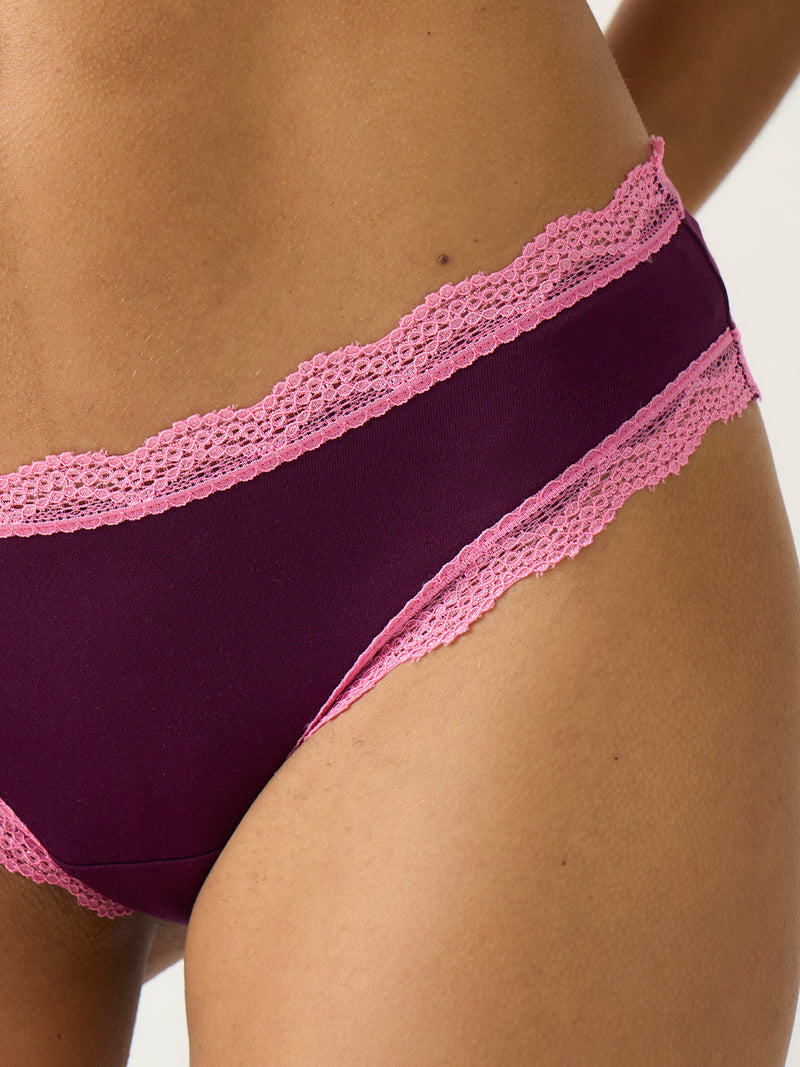 Brazilian Knicker - Black Cherry & Pink Pop