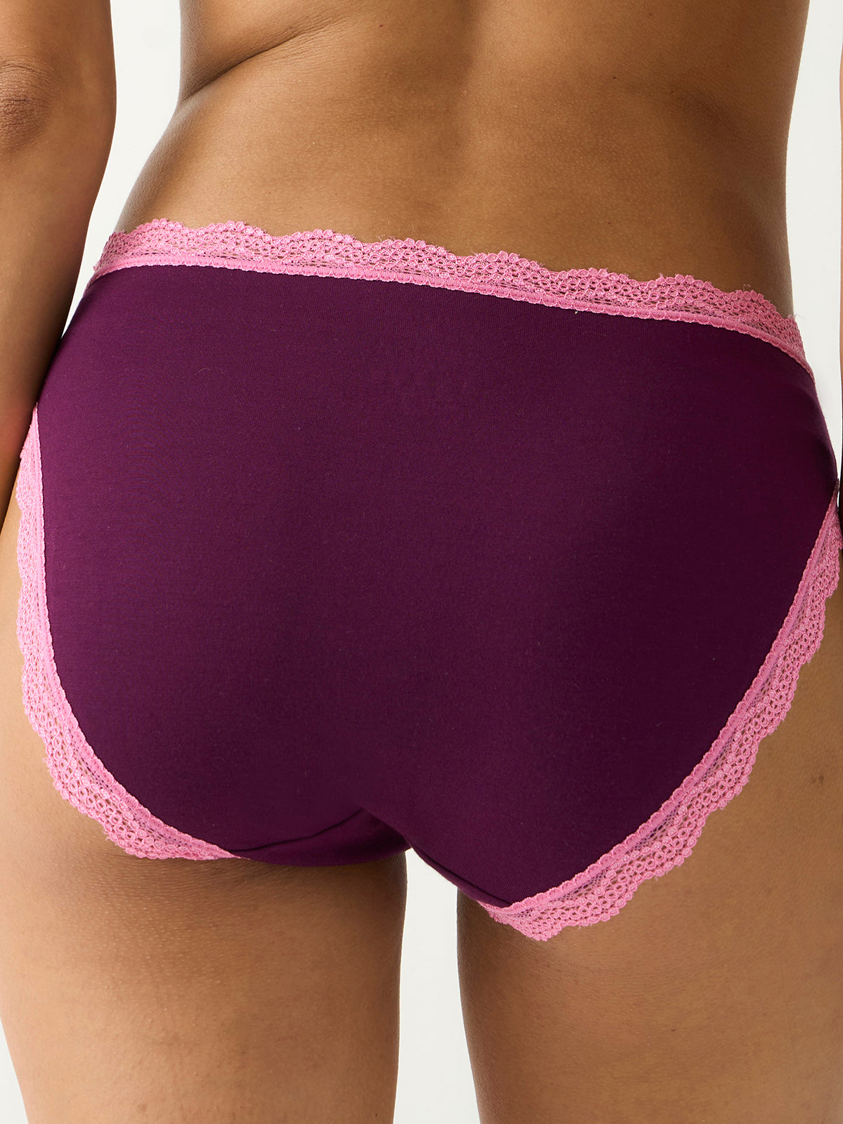 Mid Rise High Leg Knicker - Black Cherry & Pop Pink