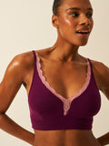 Lace Plunge Bra - Black Cherry & Dusky Pink