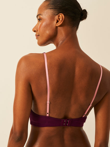 Lace Plunge Bra - Black Cherry & Dusky Pink Wholegood Inter-United Ltd