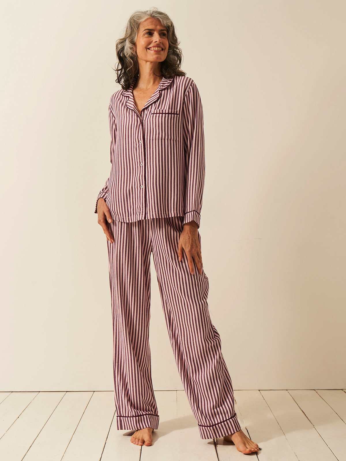 Soft Brushed Woven Pyjama Bottoms - Black Cherry