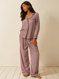 Soft Brushed Woven Pyjama Bottoms - Noir Nights & Pink Stripe