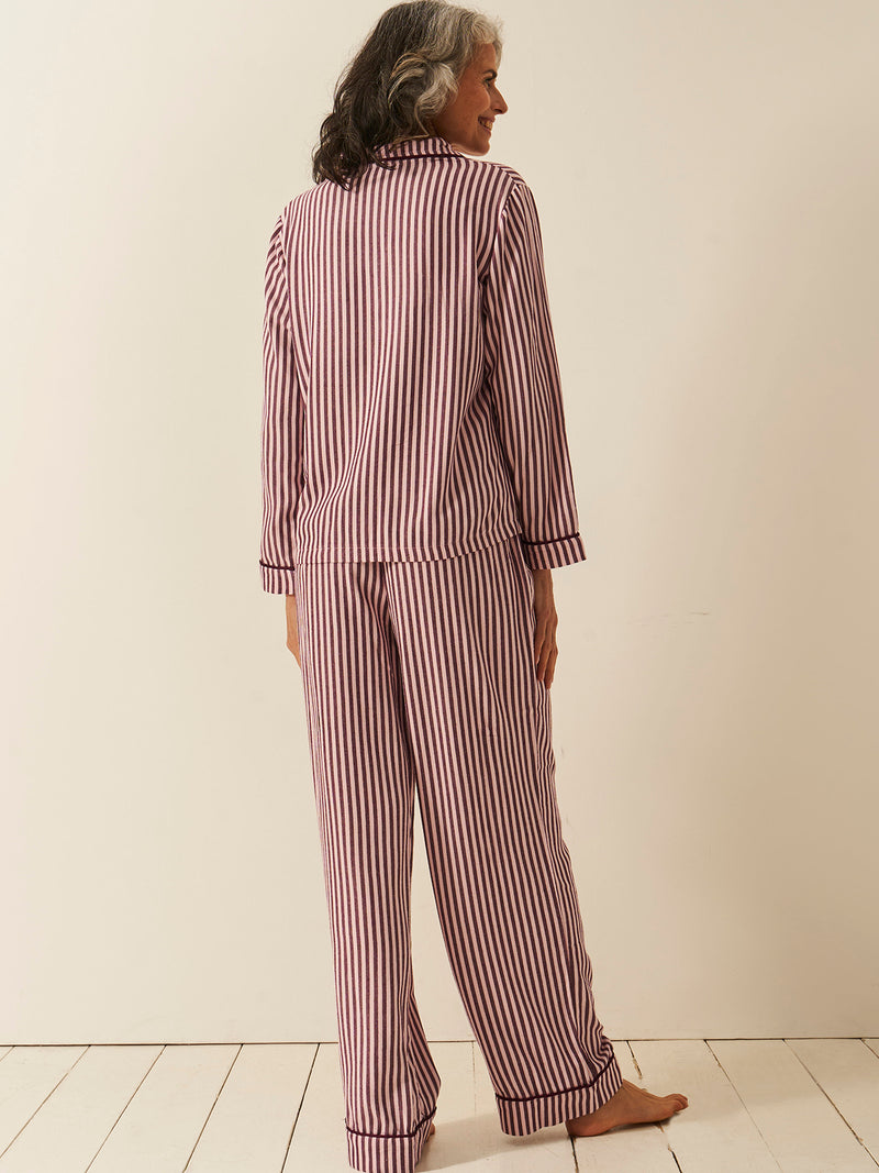 Soft Brushed Woven Pyjama Bottoms - Black Cherry