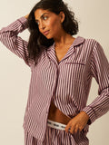 Soft Brushed Woven Pyjama Top - Black Cherry