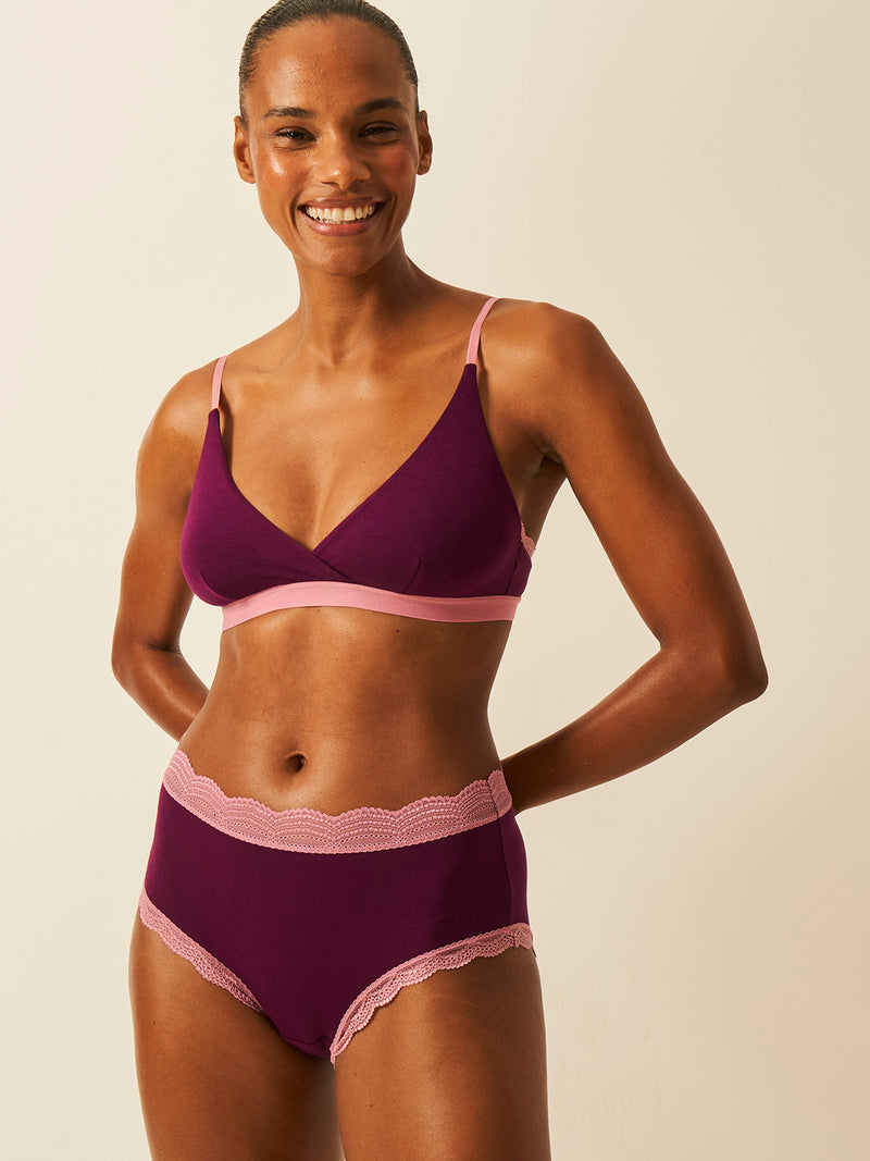 High Rise Knicker - Black Cherry & Dusky Pink Wholegood Inter-United Ltd