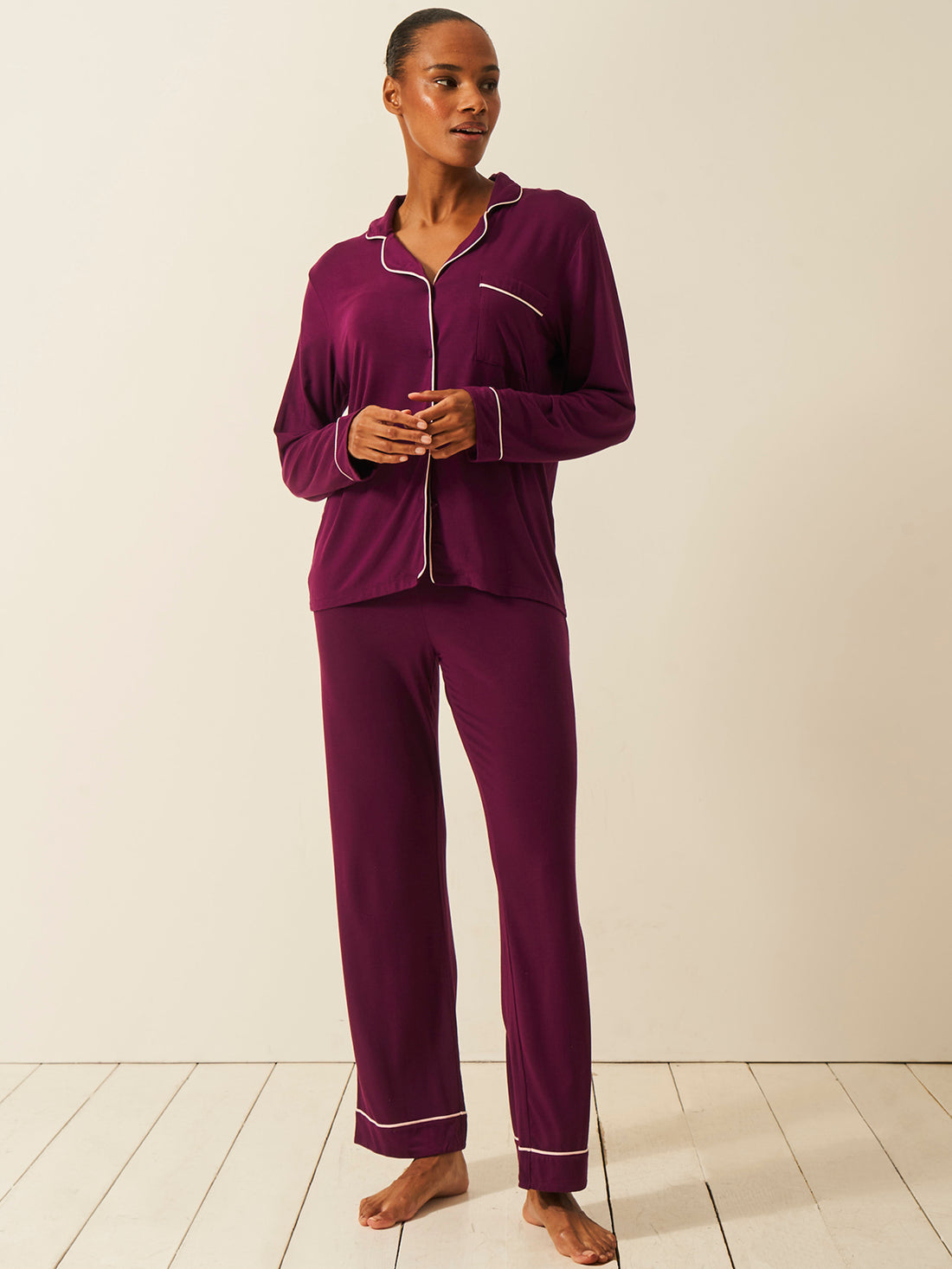 Long Pyjama Set - Black Cherry