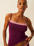 Square Lace Cami -  Black Cherry & Dusky Pink