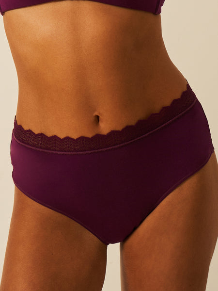 ZigZag Lace High Rise Knicker - Black Cherry Hop Lun Limited