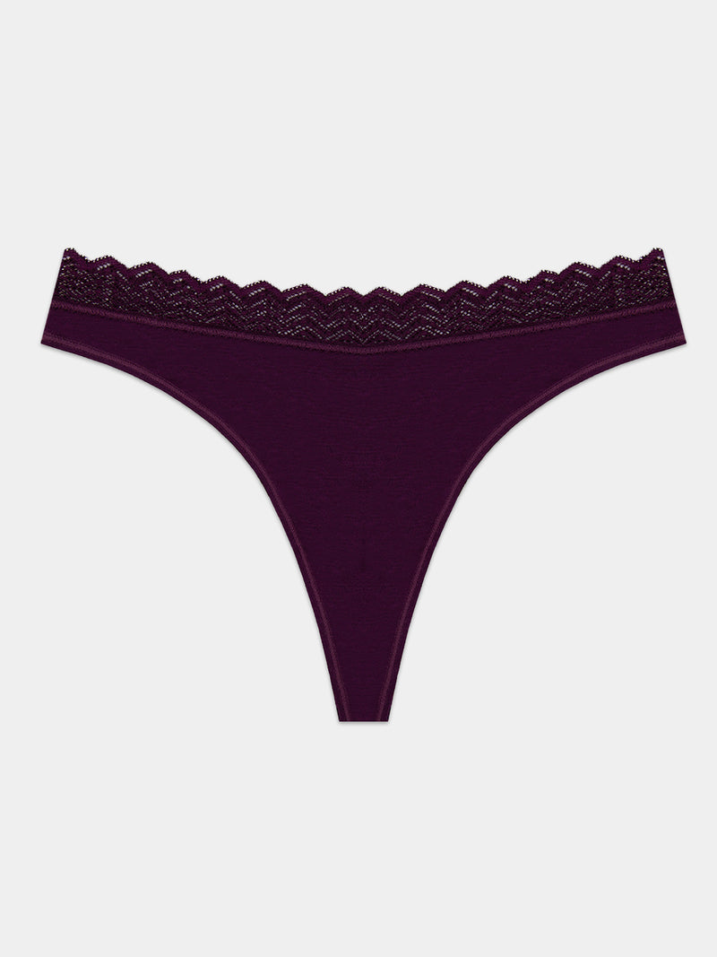 ZigZag Lace Thong - Black Cherry Hop Lun Limited