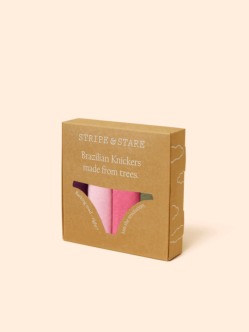 Mid Rise High Leg Knicker Four Pack - Black Cherry & Olive