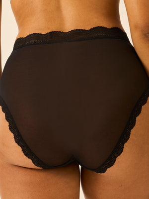 Mesh High Rise Knicker - Black
