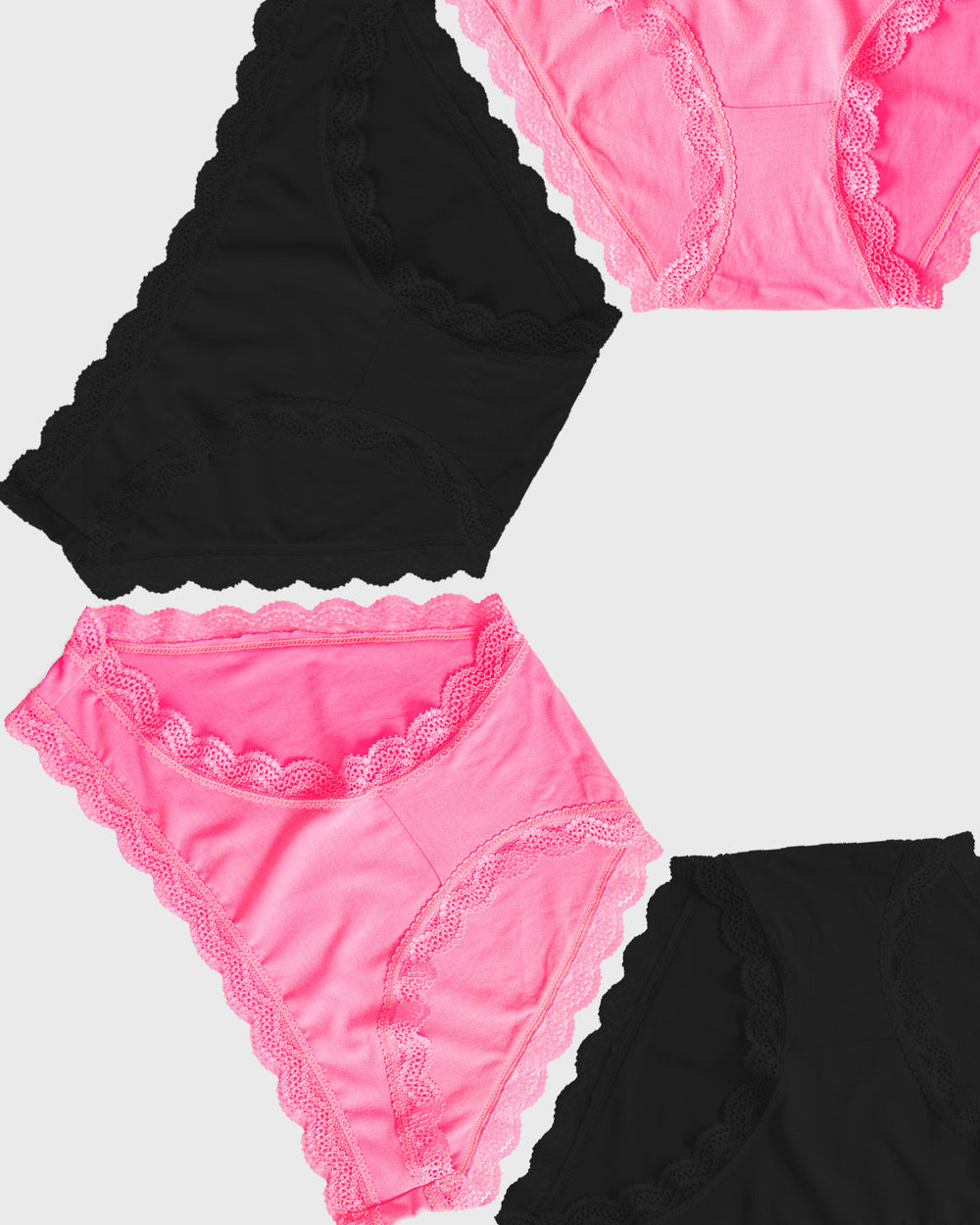 The Original Knicker Four Pack - Black and Hot Pink