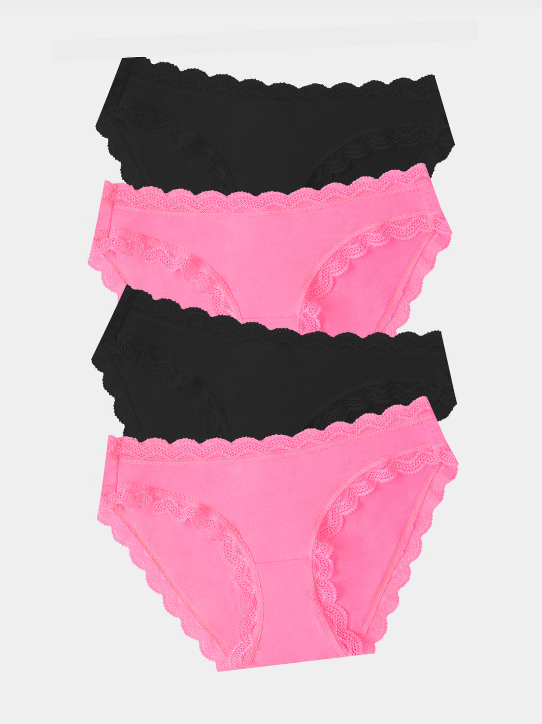 The Original Knicker Four Pack - Black and Hot Pink Charming Garment Enterprises Co
