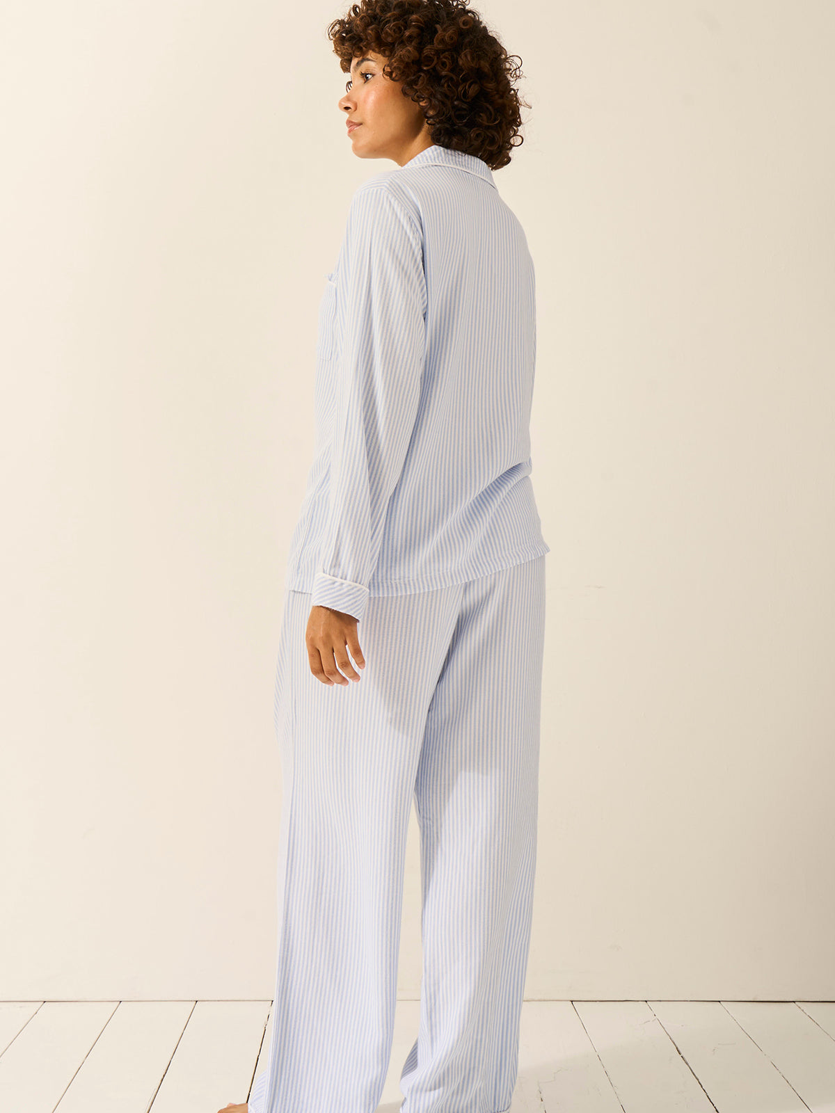 Soft Brushed Woven Pyjama Bottoms - Blue Stripe