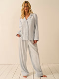 Soft Brushed Woven Pyjama Bottoms - Blue Mini Stripe