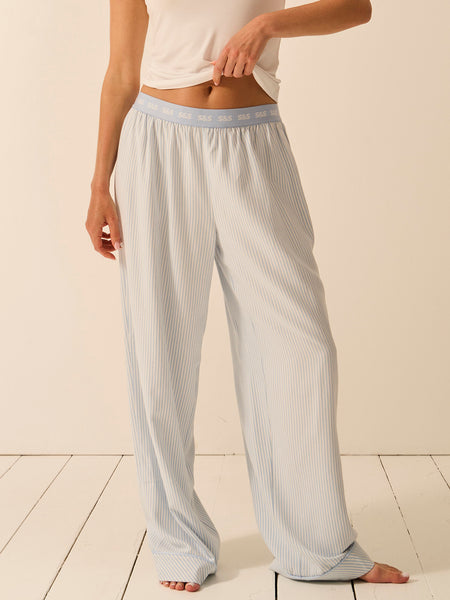 Soft Brushed Woven Pyjama Bottoms - Blue Mini Stripe
