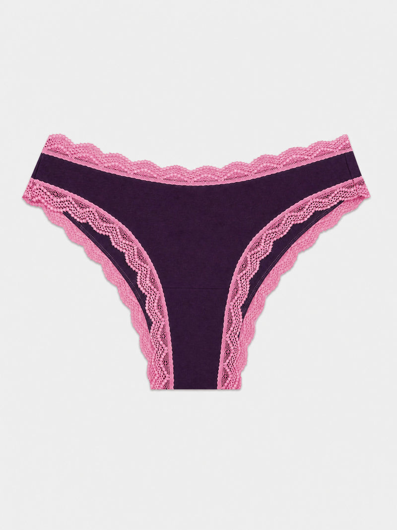 Brazilian Knicker - Black Cherry & Pink Pop