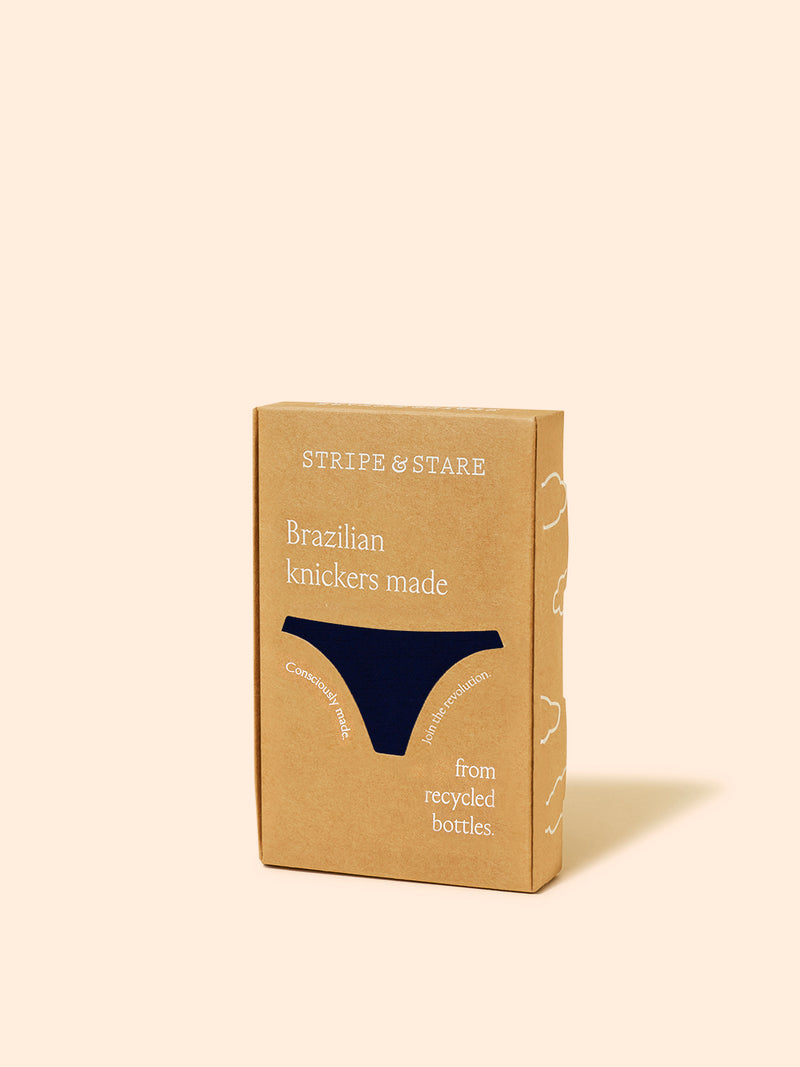 Eco Lace Brazilian Knicker - Navy