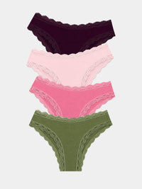 Brazilian Knicker Four Pack - Black Cherry & Olive