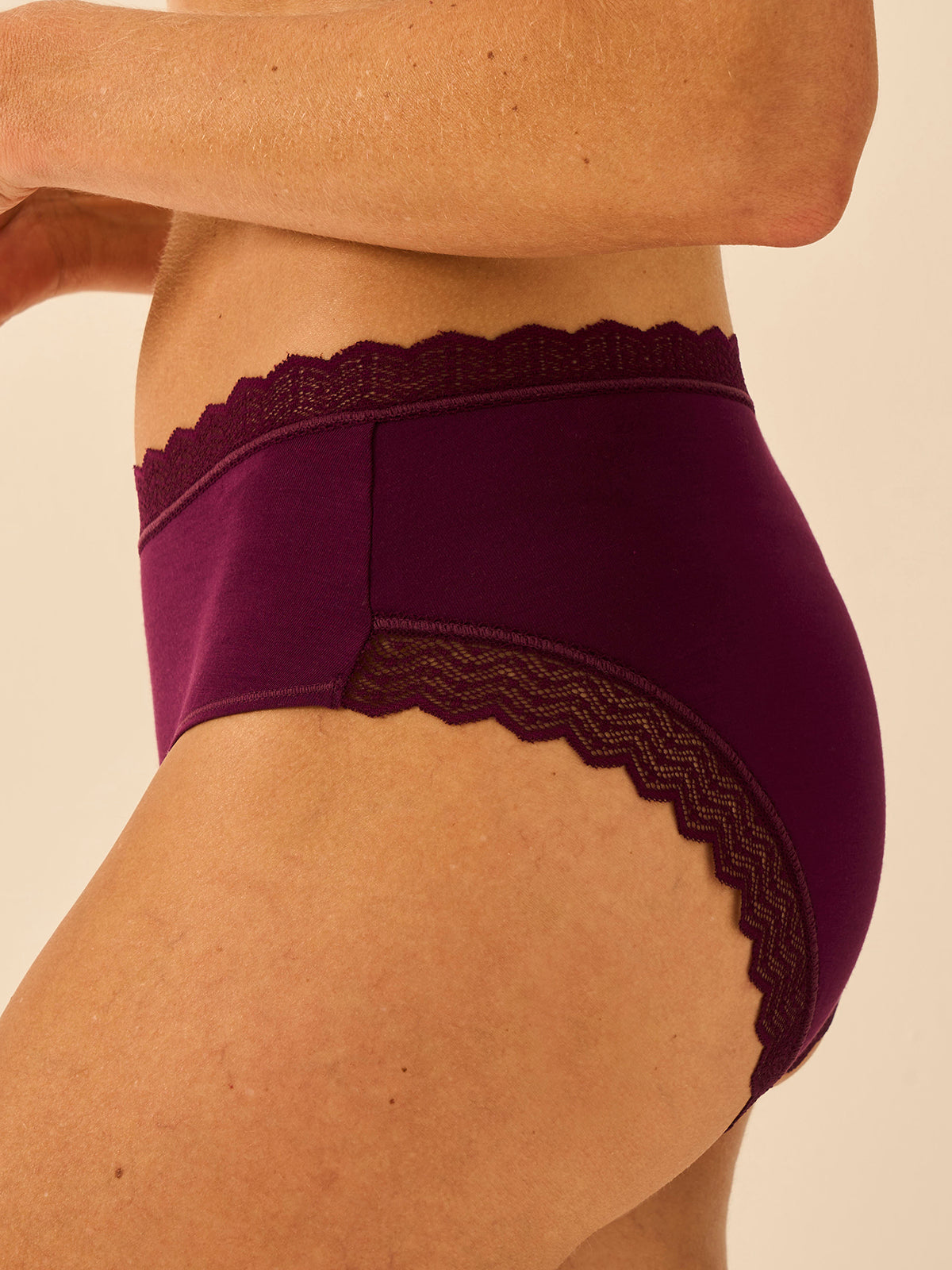 ZigZag Lace High Rise Knicker - Black Cherry