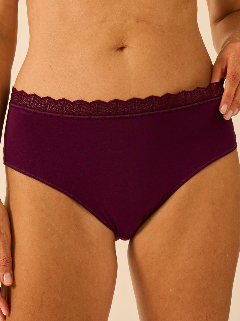 ZigZag Lace High Rise Knicker - Black Cherry