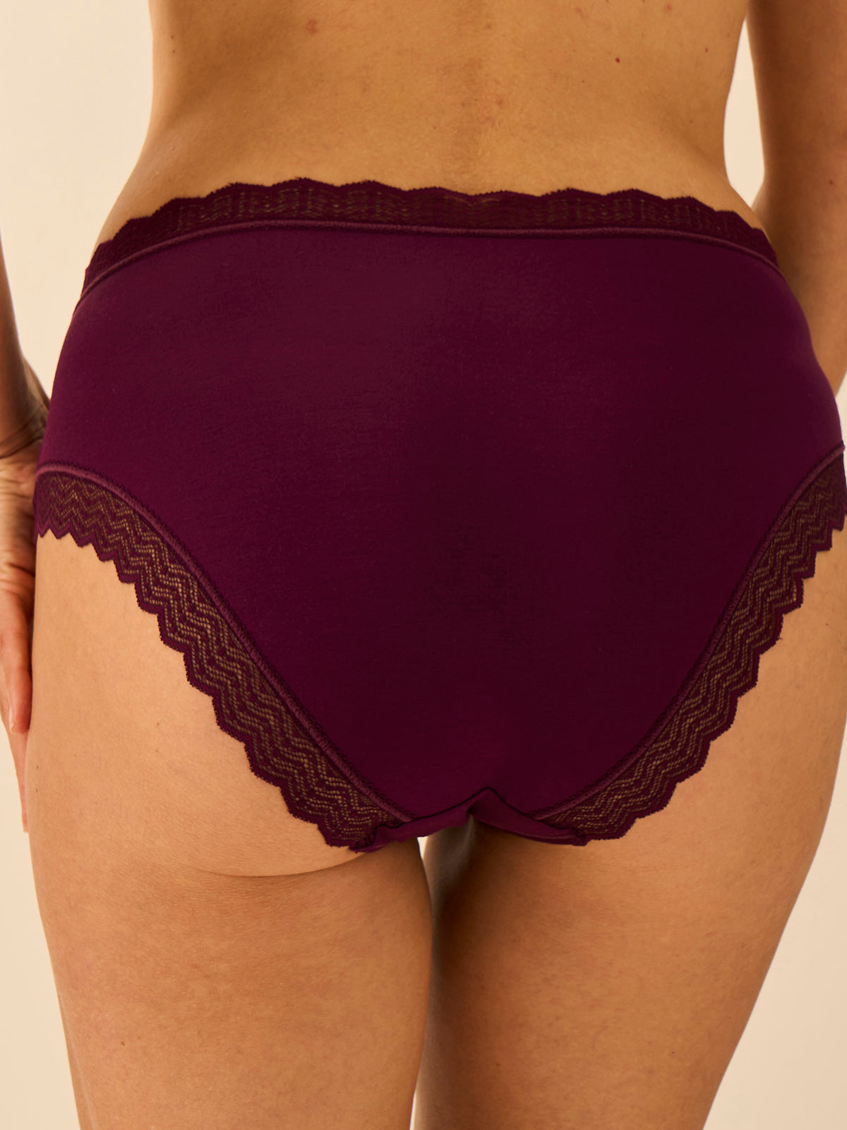 ZigZag Lace High Rise Knicker - Black Cherry