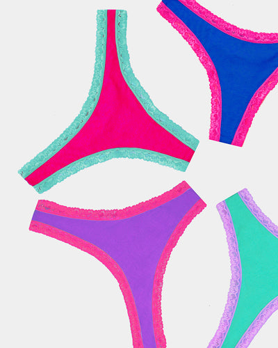 Thong Four Pack - Bright Contrasts Stripe & Stare