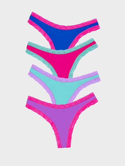 Thong Four Pack - Bright Contrasts Stripe & Stare