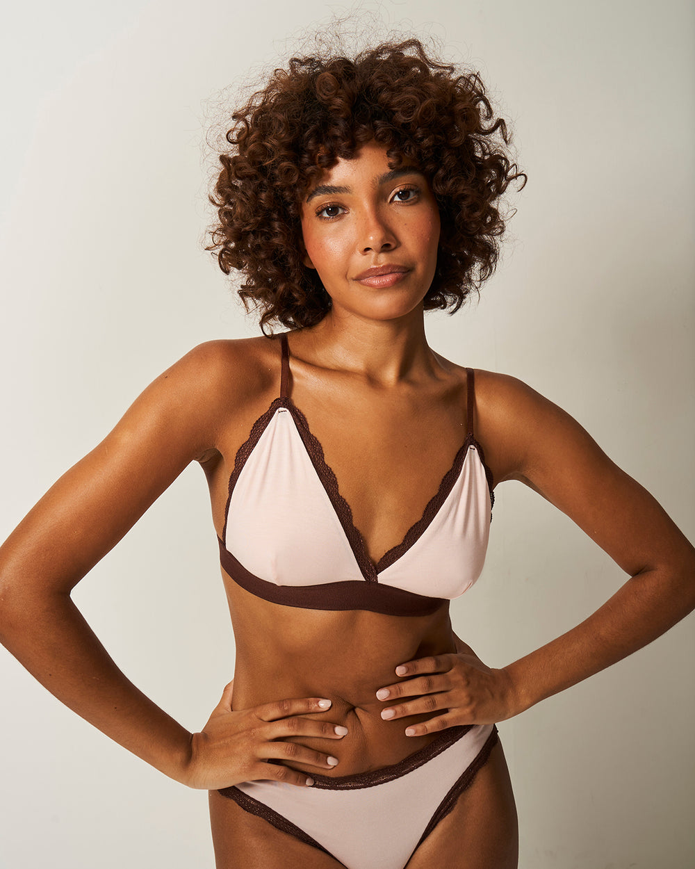 Lace Bralette - Candlelight and Cocoa Stripe & Stare